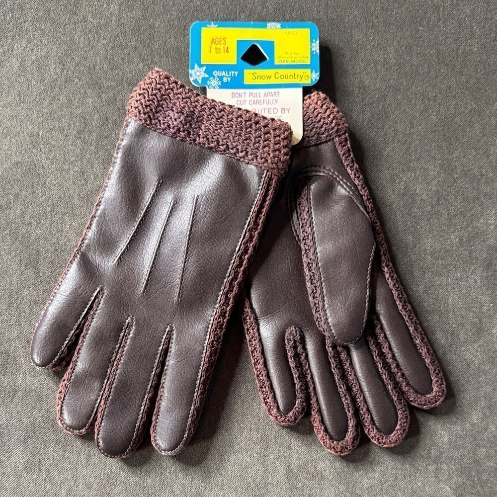 Kids Unisex Snow Country Brown Winter Gloves for Ages 7-14 NEW